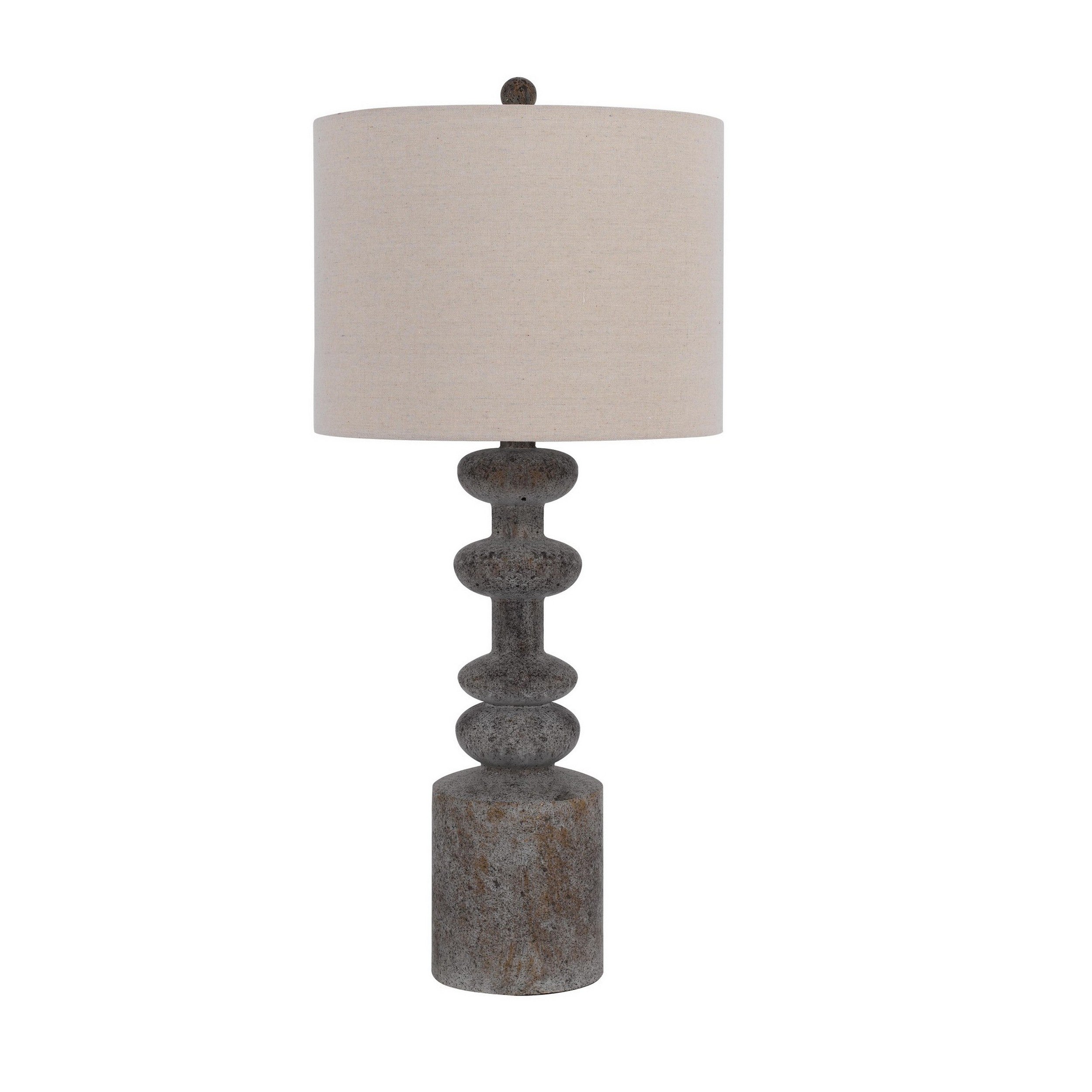 31 Inch Accent Table Lamp Resin Turned Base Set of 2 Beige Gray