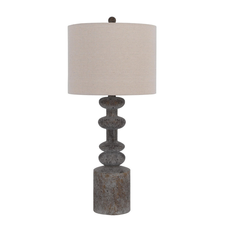 31 Inch Accent Table Lamp Resin Turned Base Set of 2 Beige Gray-zoom-