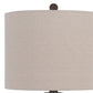 31 Inch Accent Table Lamp Resin Turned Base Set of 2 Beige Gray
