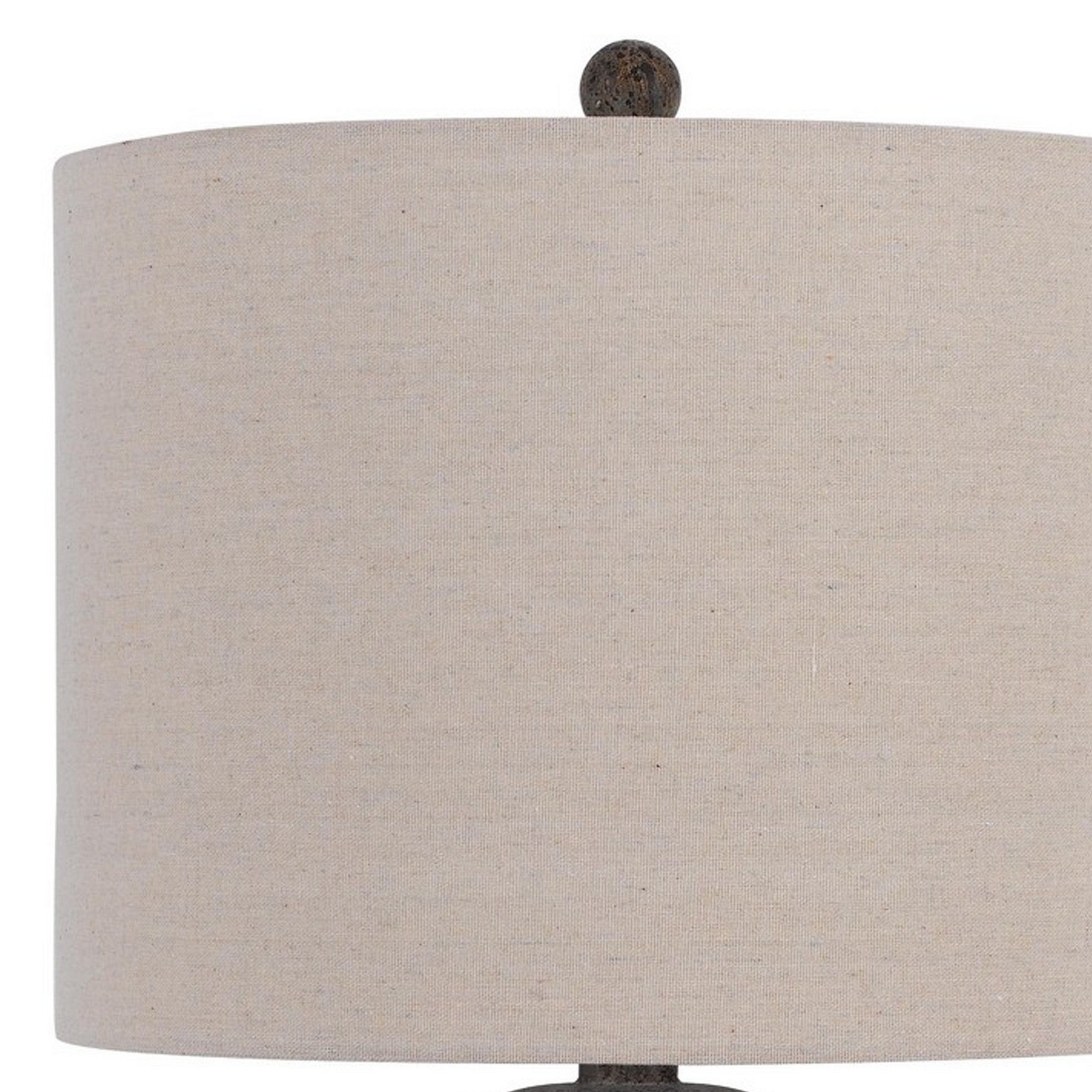 31 Inch Accent Table Lamp Resin Turned Base Set of 2 Beige Gray-zoom-3