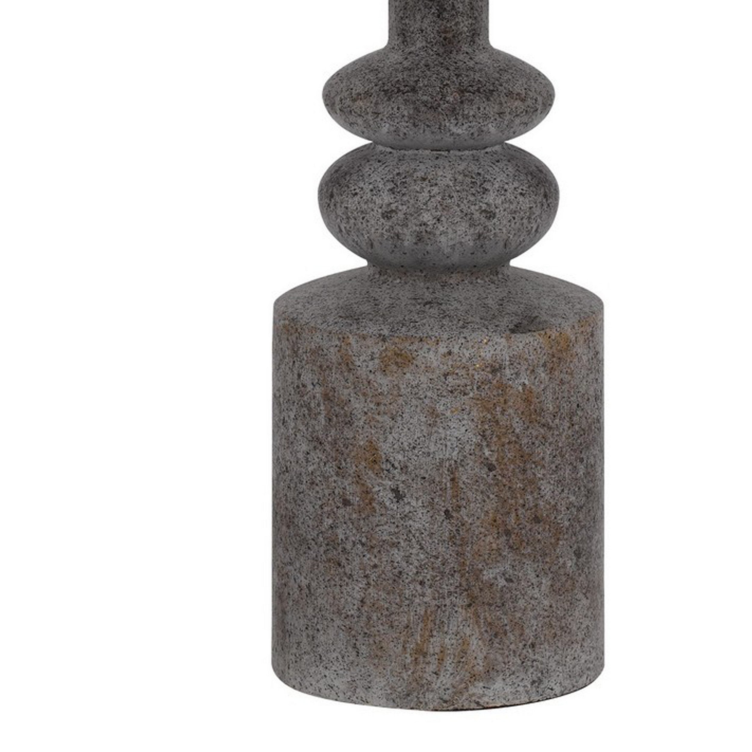 31 Inch Accent Table Lamp Resin Turned Base Set of 2 Beige Gray-zoom-4