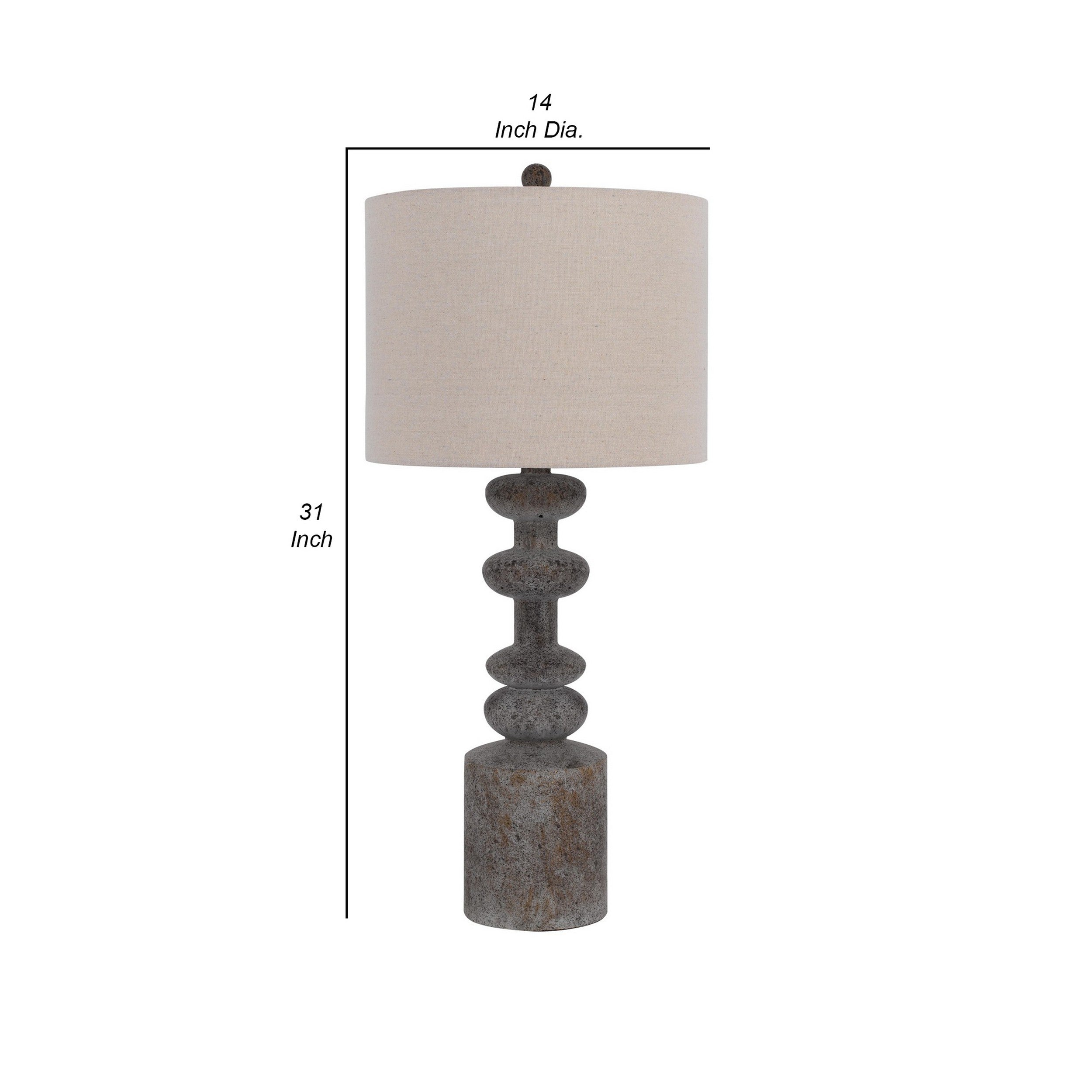 31 Inch Accent Table Lamp Resin Turned Base Set of 2 Beige Gray-zoom-5