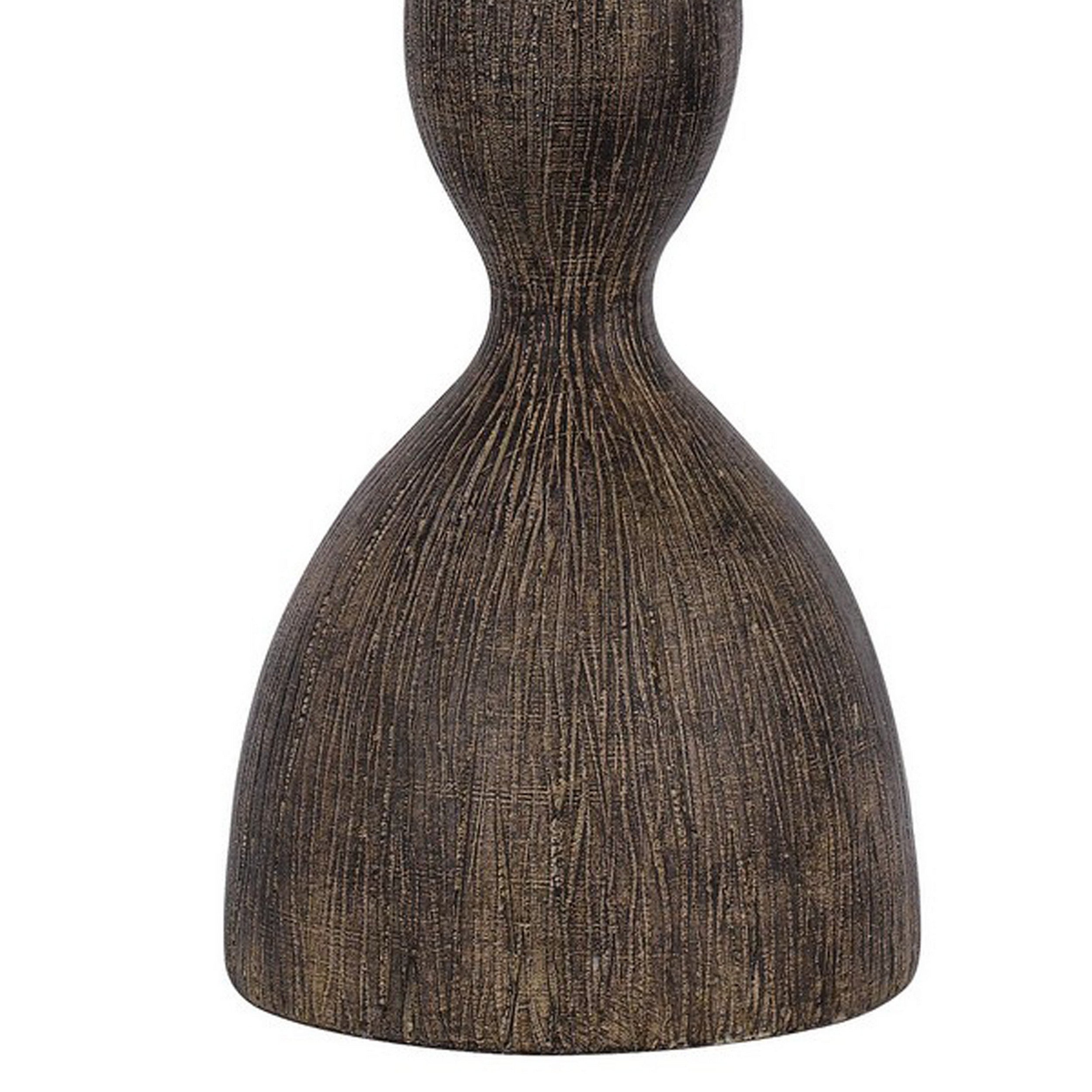 30 Inch 2 Table Lamps Resin Accent Turned Base Rustic Wood Brown Beige-zoom-4