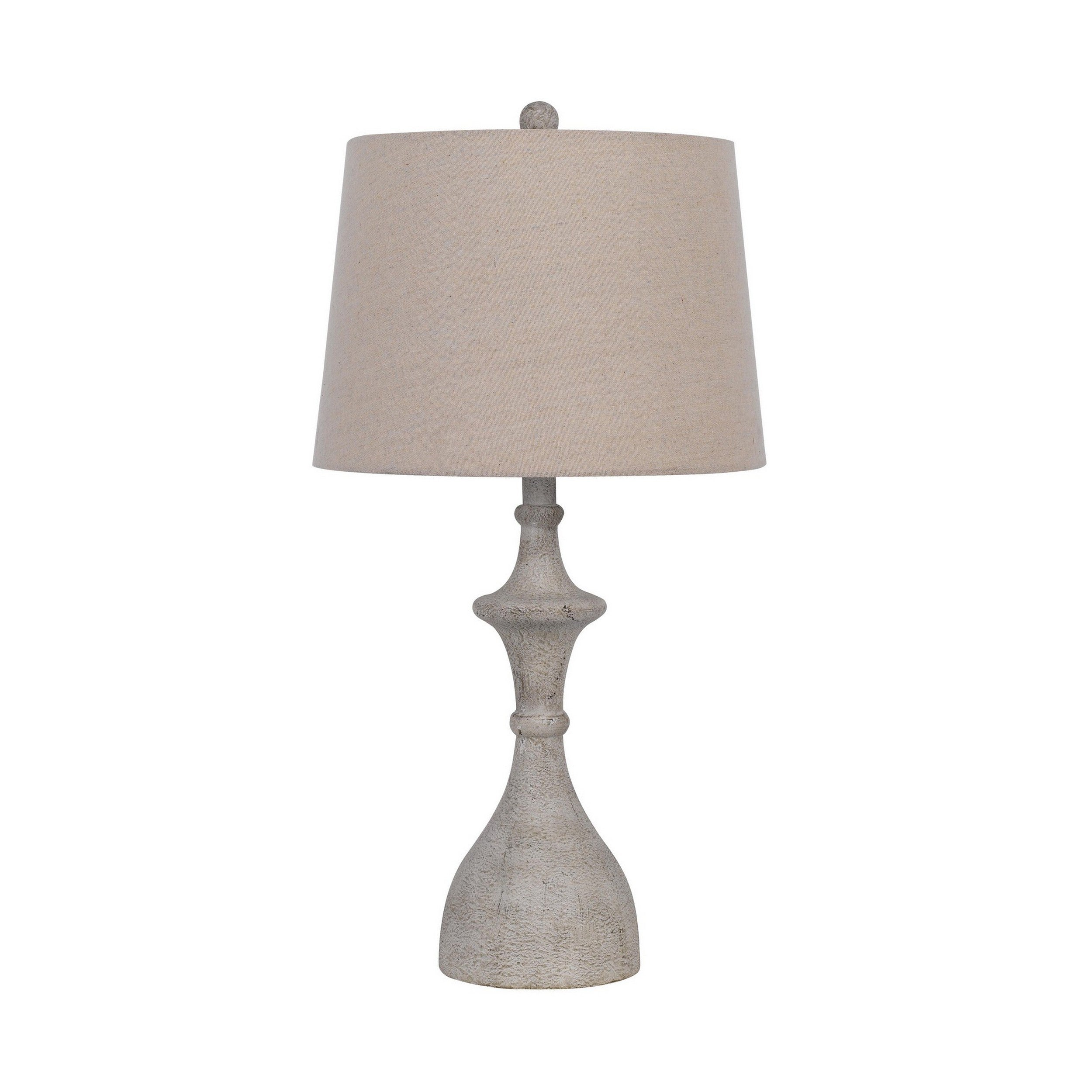 27 Inch Set of 2 Classic Resin Accent Table Lamp Turned Beige Rustic Gray-zoom-2