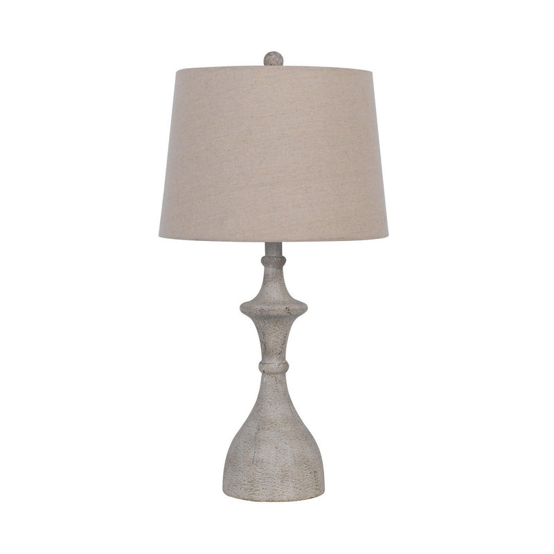 27 Inch Set of 2 Classic Resin Accent Table Lamp Turned Beige Rustic Gray-zoom-