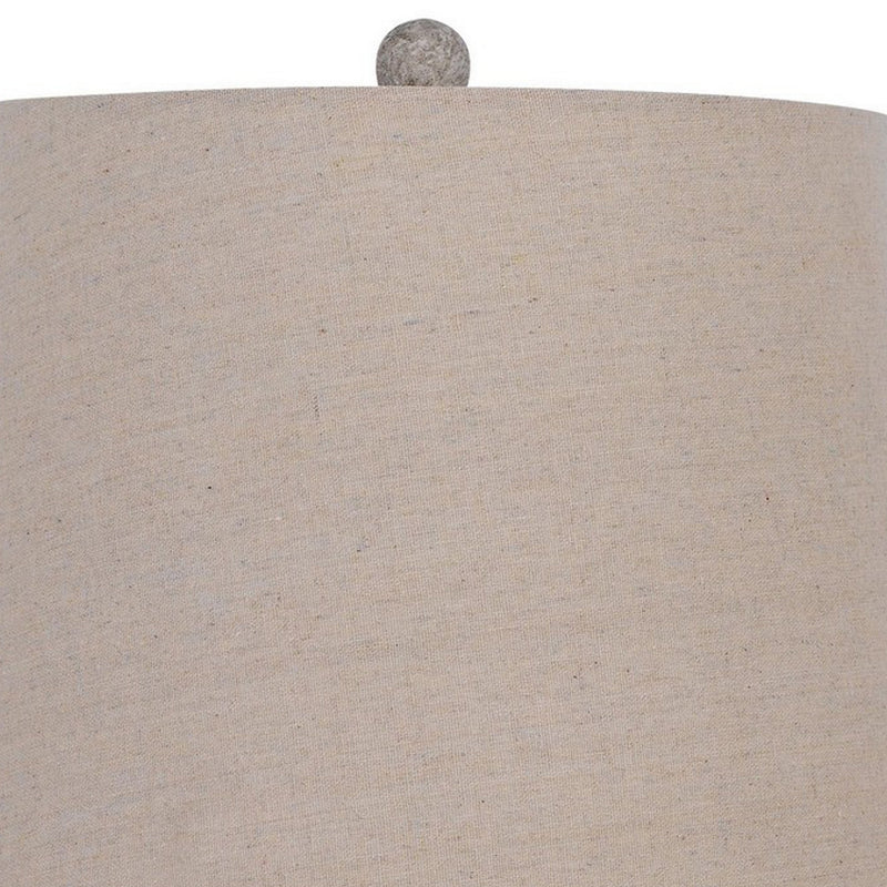 27 Inch Set of 2 Classic Resin Accent Table Lamp Turned Beige Rustic Gray-zoom-