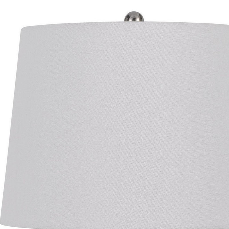 25 Inch Set of 2 Artisanal Ceramic Accent Table Lamp Fluted Grayed Black-zoom-