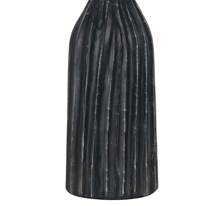25 Inch Set of 2 Artisanal Ceramic Accent Table Lamp Fluted Grayed Black-zoom-