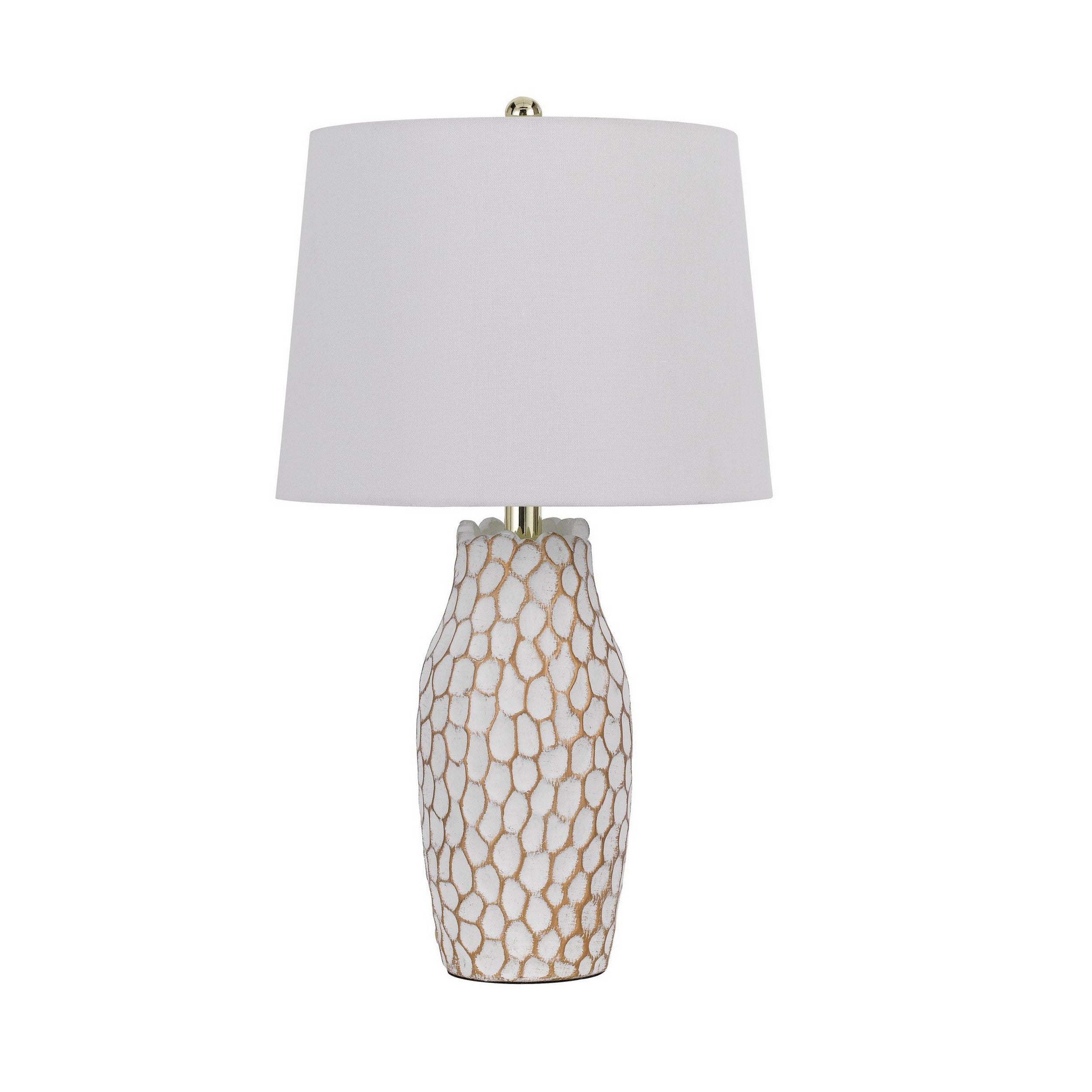 23 Inch Set of 2 Ceramic Accent Table Lamp Hammered Base White Gold-zoom-2