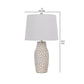 23 Inch Set of 2 Ceramic Accent Table Lamp Hammered Base White Gold