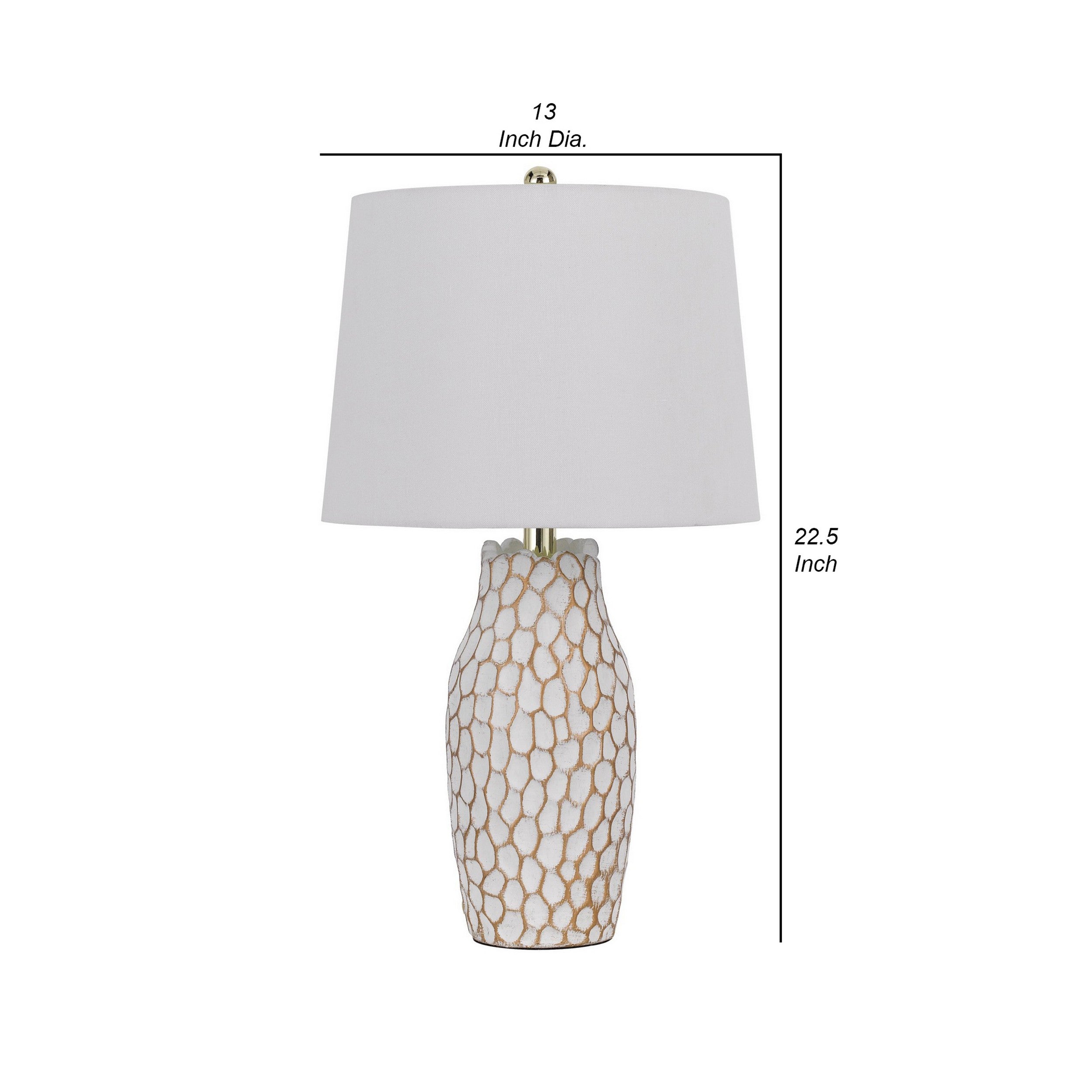 23 Inch Set of 2 Ceramic Accent Table Lamp Hammered Base White Gold-zoom-5
