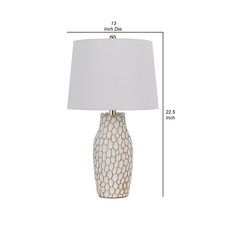 23 Inch Set of 2 Ceramic Accent Table Lamp Hammered Base White Gold-zoom-