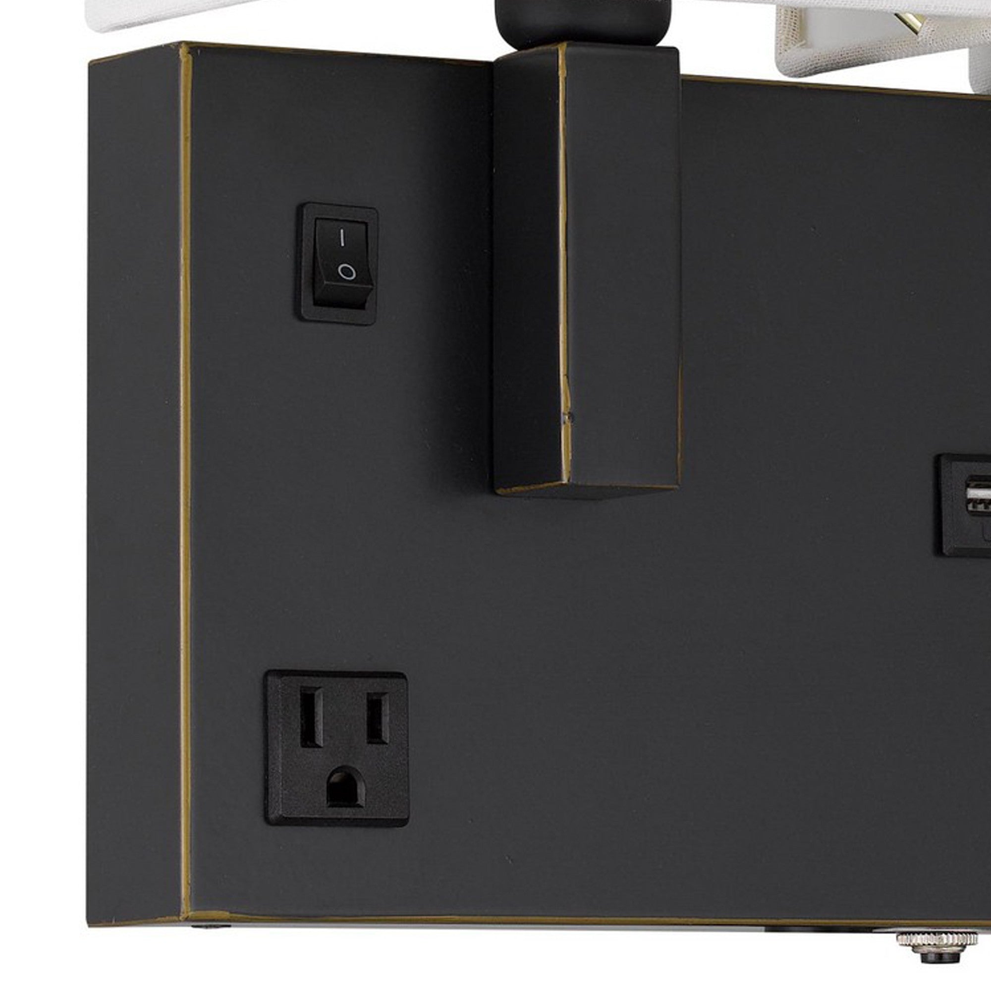 Olive Modern Metal Wall Lamp 2 Shades Usb 2 Power Outlets White Black-zoom-4