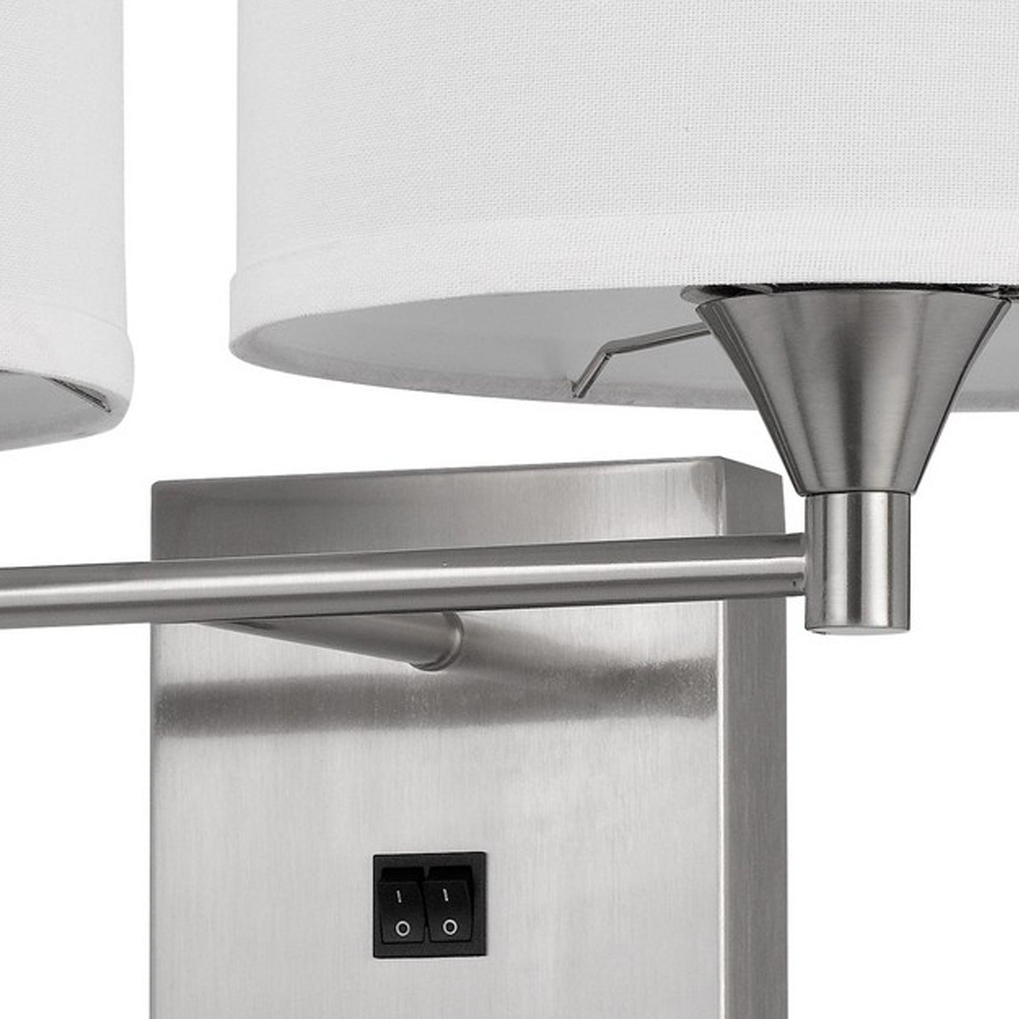 Rexi Modern Metal Wall Lamp 2 Shades Usb 2 Power Outlets White Silver-zoom-3
