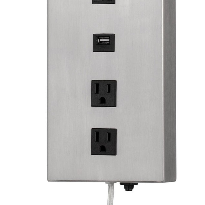 Rexi Modern Metal Wall Lamp 2 Shades Usb 2 Power Outlets White Silver-zoom-
