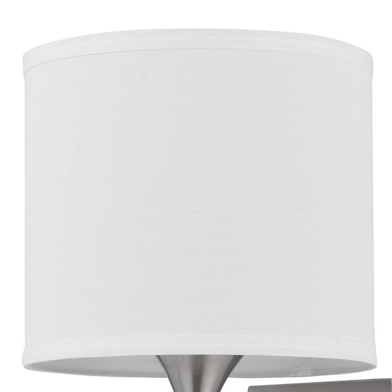 Rexi 19 Inch Modern Metal Wall Lamp Usb 2 Power Outlets White Silver-zoom-