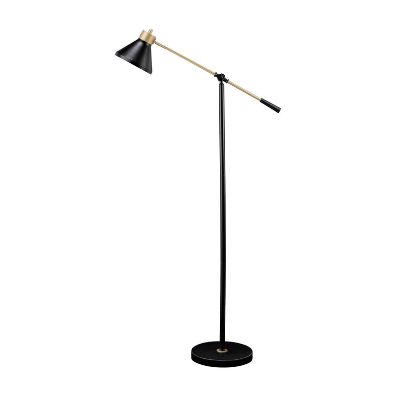 58 Inch Classic Metal Floor Lamp Adjustable Shade Height Gold Black-zoom-