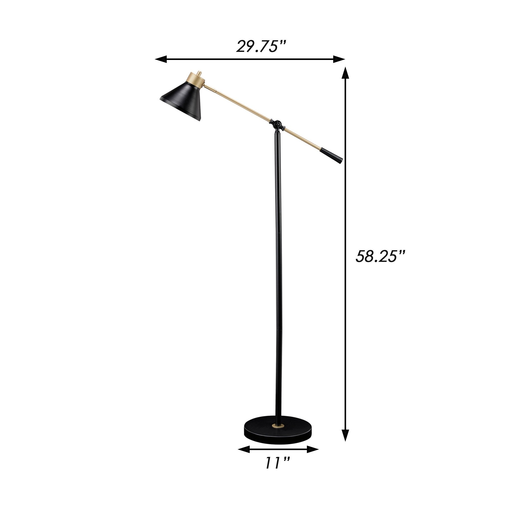 58 Inch Classic Metal Floor Lamp Adjustable Shade Height Gold Black-zoom-5