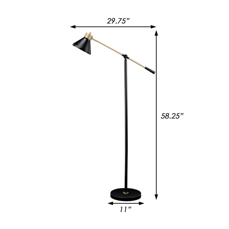 58 Inch Classic Metal Floor Lamp Adjustable Shade Height Gold Black-zoom-