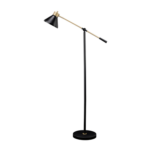 58 Inch Classic Metal Floor Lamp Adjustable Shade Height Gold Black