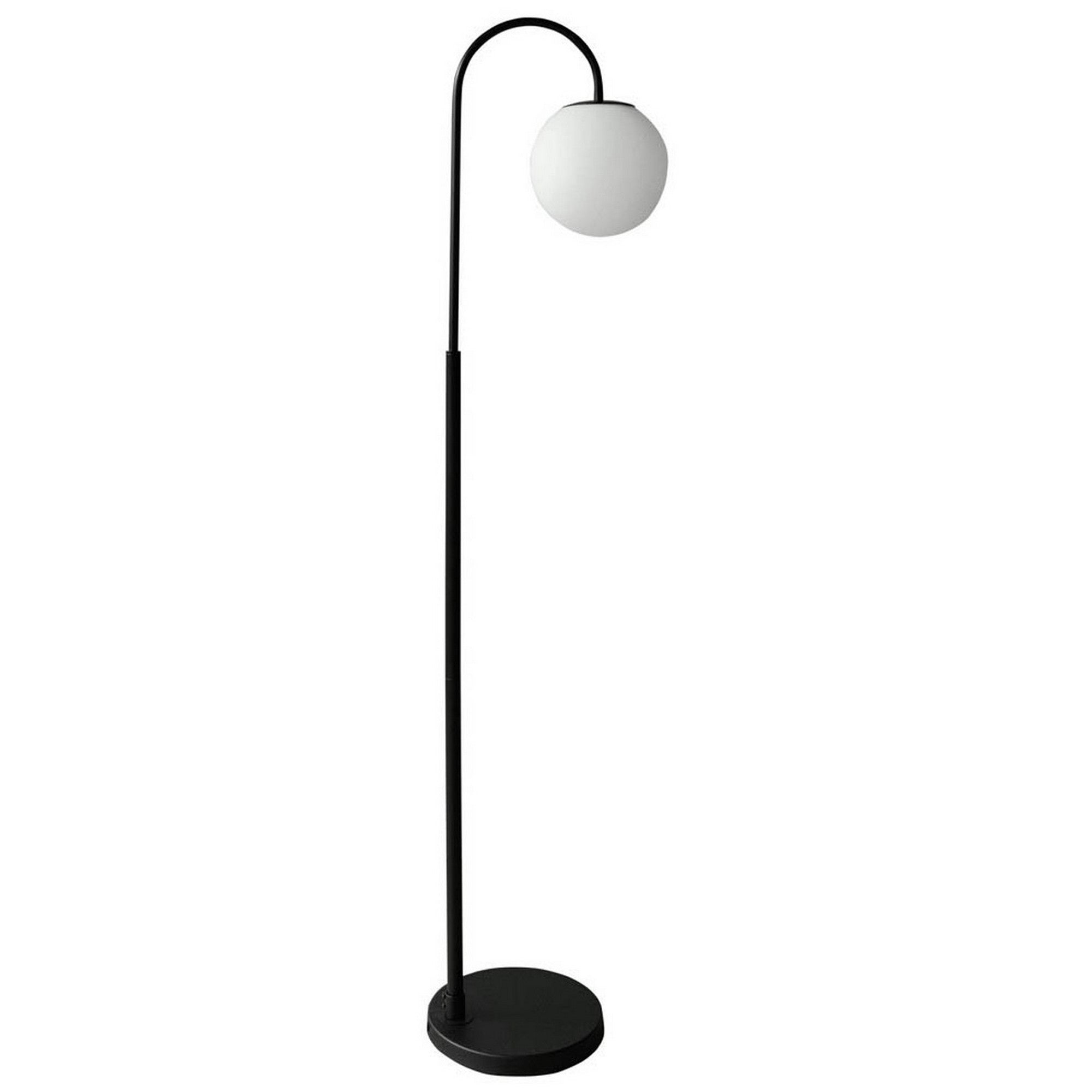 63 Inch Modern Metal Floor Lamp Frosted Glass Globe Shade Black White-zoom-1