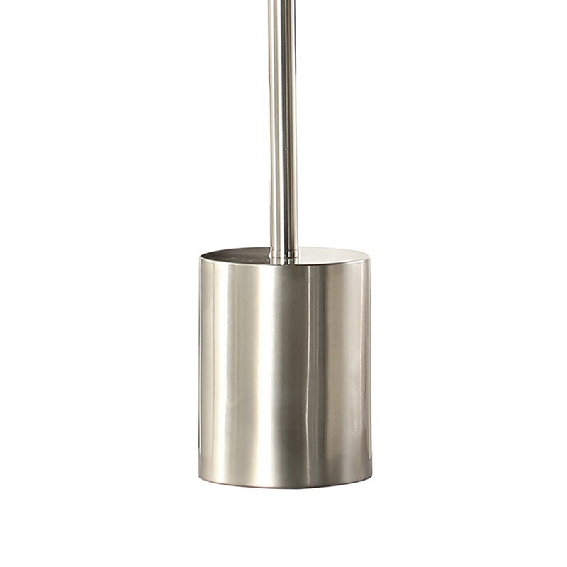 28 Inch Accent Table Lamp Geometric Drum Shade Metal Base White Silver-zoom-