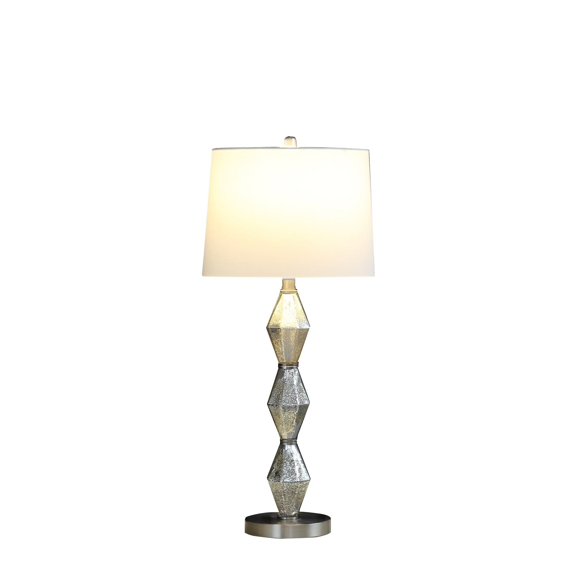 Ruth 30 Inch Accent Table Lamp Glass Diamond Pedestal Base White Silver-zoom-2