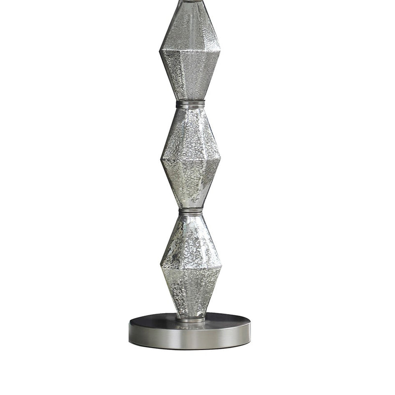 Ruth 30 Inch Accent Table Lamp Glass Diamond Pedestal Base White Silver-zoom-