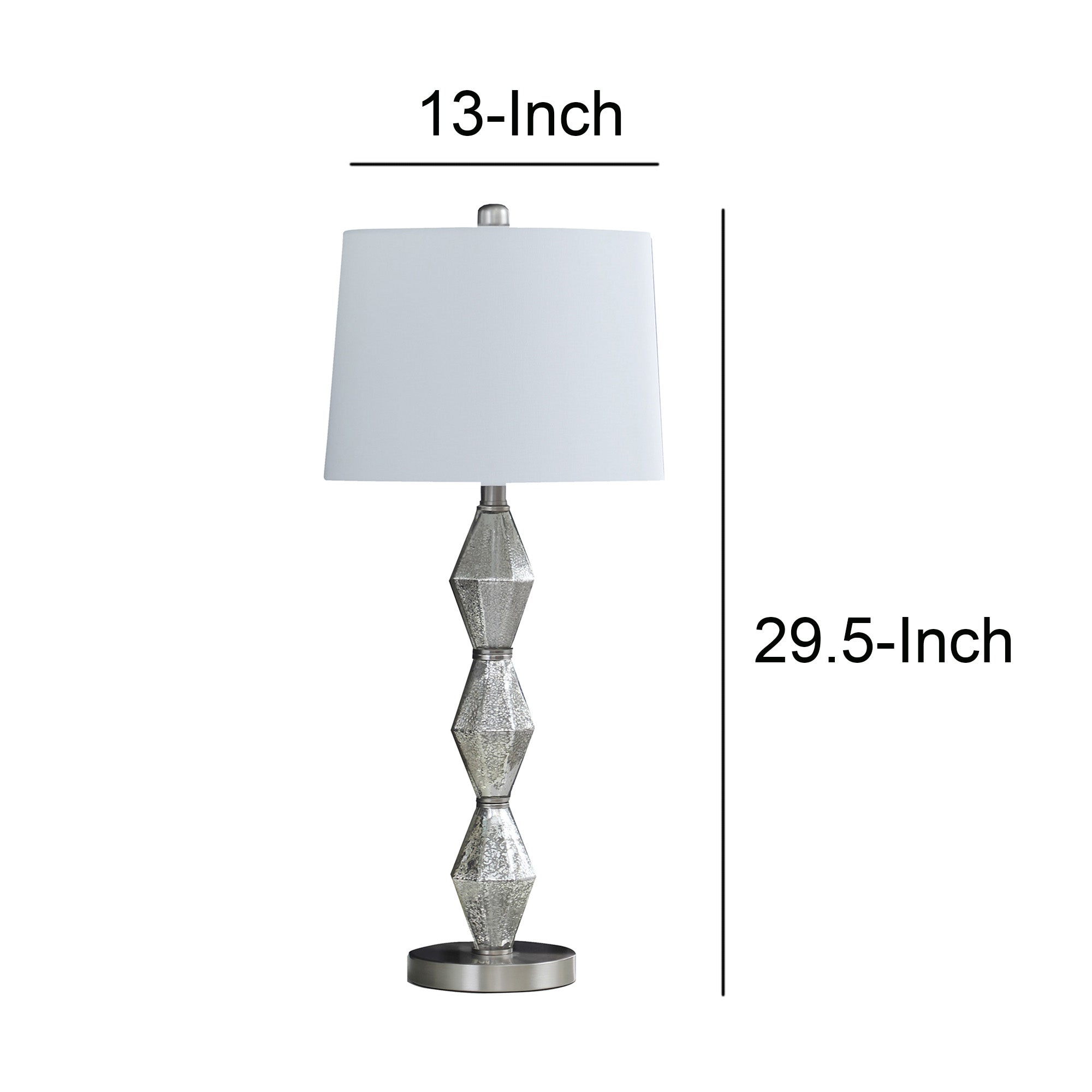 Ruth 30 Inch Accent Table Lamp Glass Diamond Pedestal Base White Silver-zoom-5
