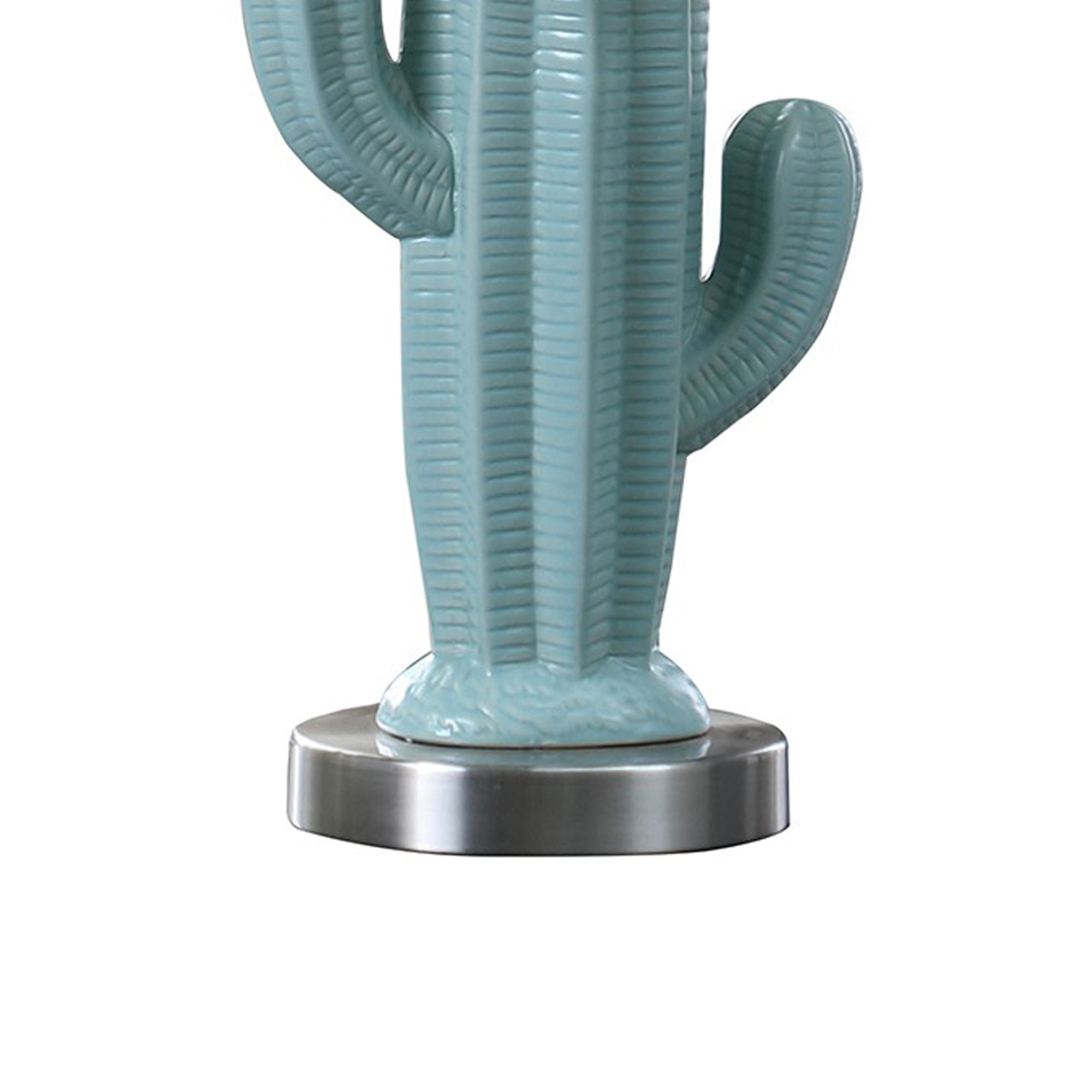 22 Inch Accent Table Lamp Cactus Designed Body Metal Base Blue White-zoom-4