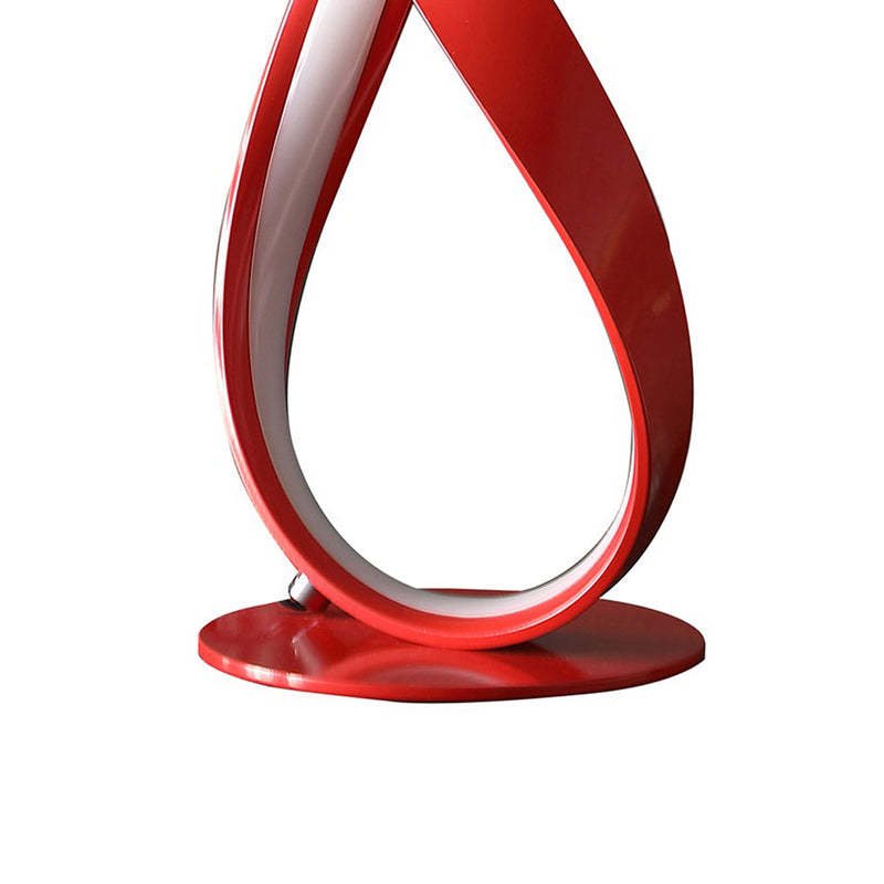 17 Inch Accent Table Lamp Ribboned Bow Round Base LED Lighting Red-zoom-
