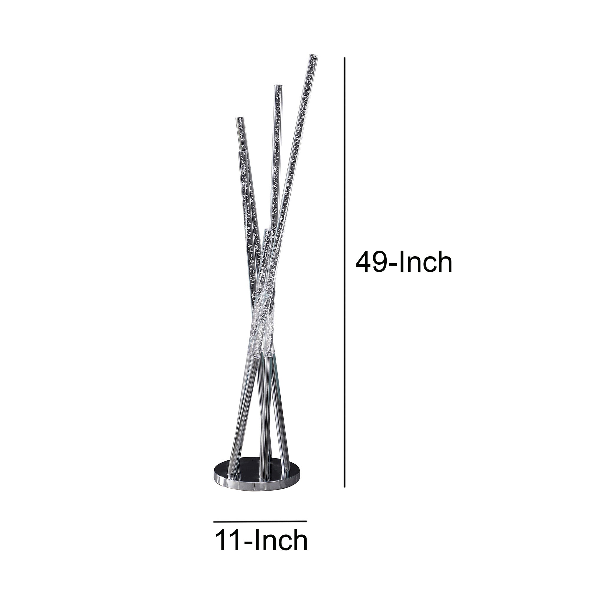 49 Inch Floor Lamp Five Lighting Rods Strong Metal Base Silver Chrome-zoom-5