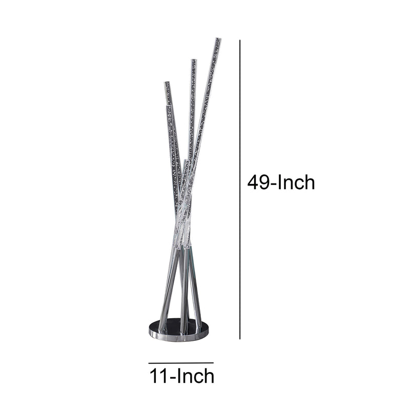 49 Inch Floor Lamp Five Lighting Rods Strong Metal Base Silver Chrome-zoom-