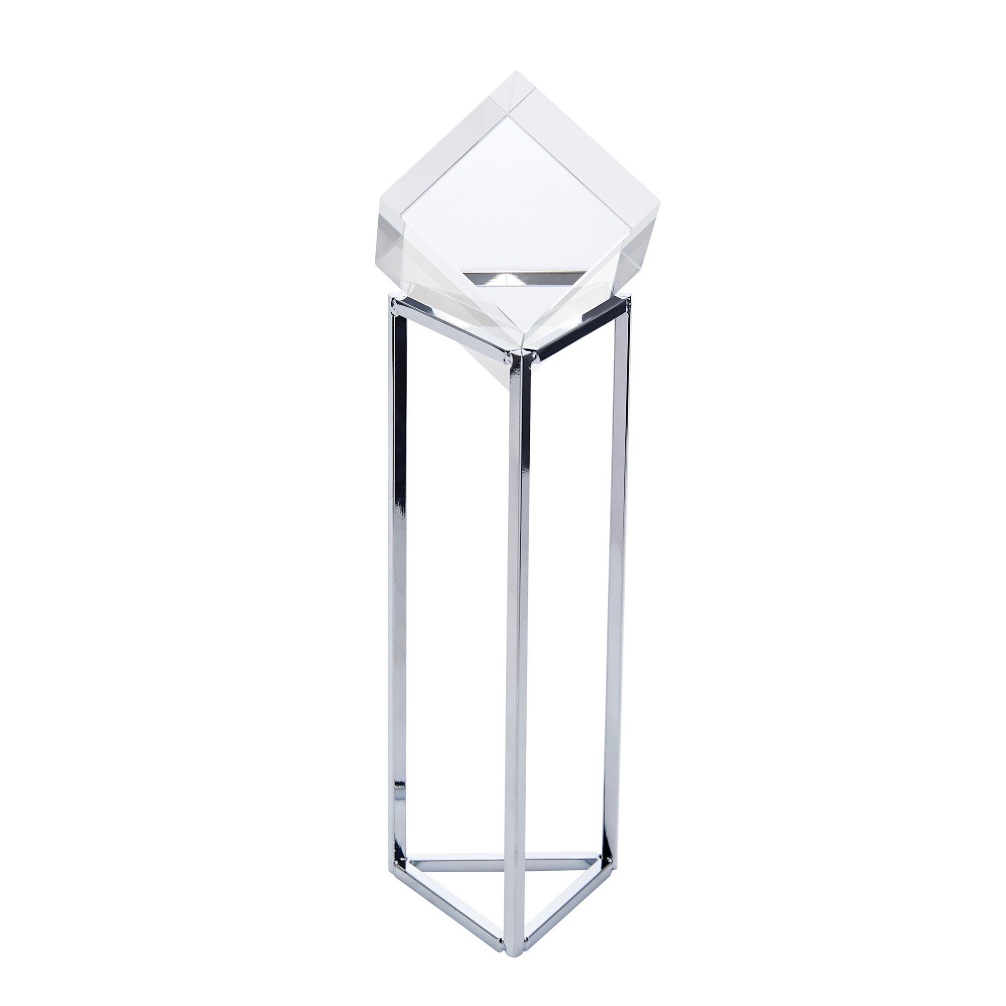 13 Inch Geometric Cubic Tabletop Accent Decor Metal Frame Chrome Finish-zoom-1