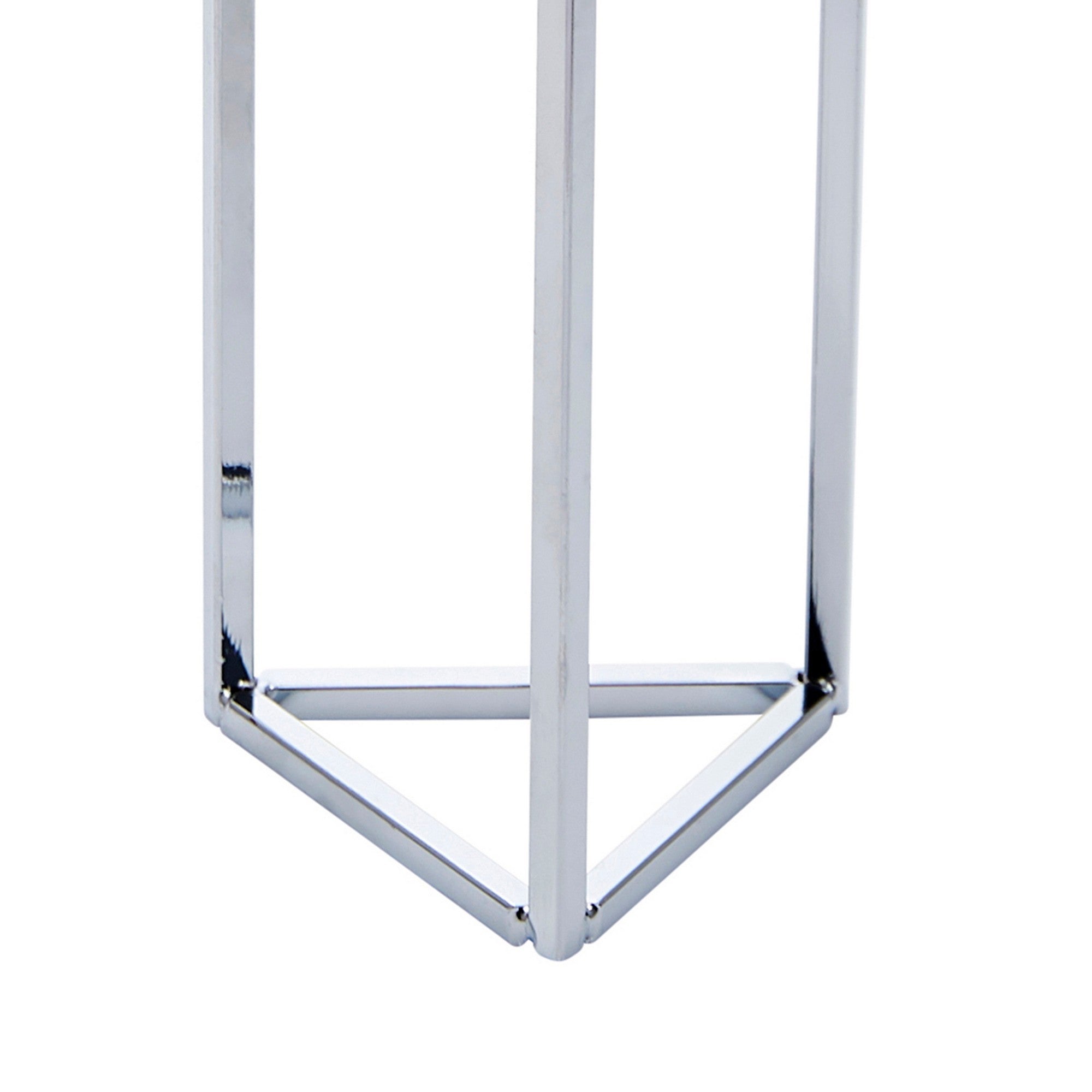 13 Inch Geometric Cubic Tabletop Accent Decor Metal Frame Chrome Finish-zoom-2