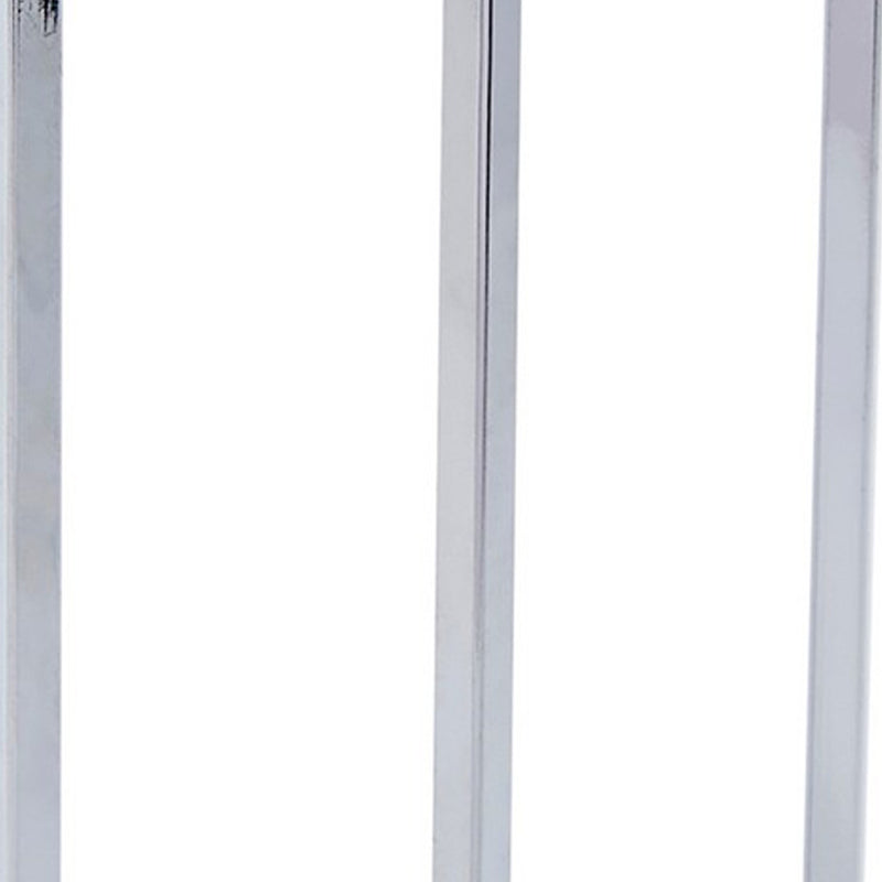 13 Inch Geometric Cubic Tabletop Accent Decor Metal Frame Chrome Finish-zoom-