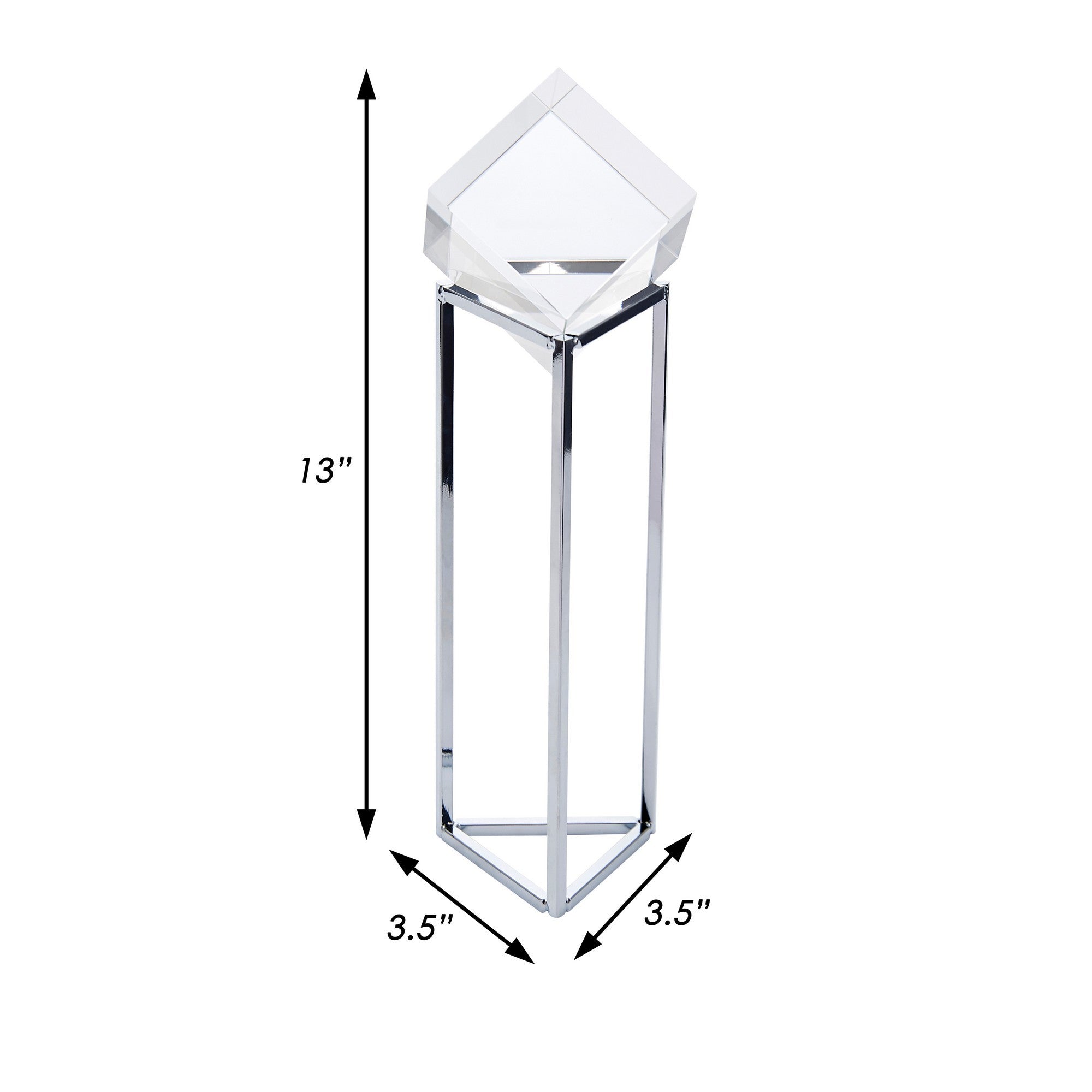 13 Inch Geometric Cubic Tabletop Accent Decor Metal Frame Chrome Finish-zoom-4