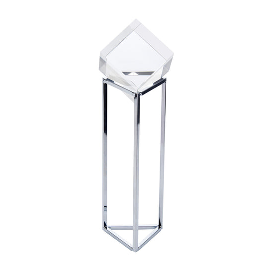 13 Inch Geometric Cubic Tabletop Accent Decor Metal Frame Chrome Finish