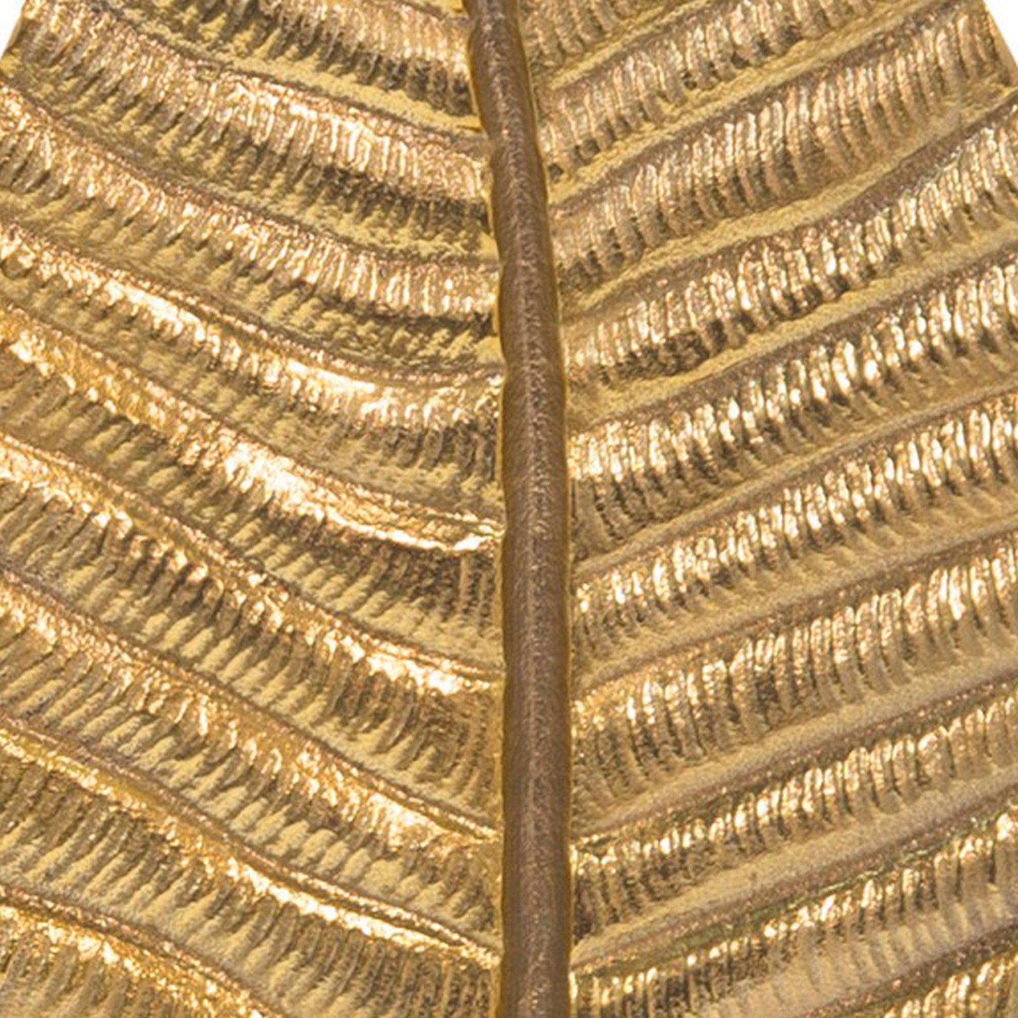 19 Inch Modern Leaf Accent Decor White Block Base Gold Finished Aluminum-zoom-4