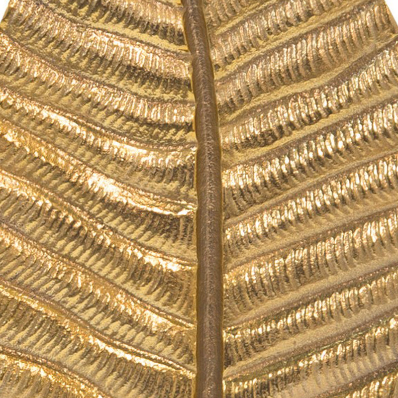 19 Inch Modern Leaf Accent Decor White Block Base Gold Finished Aluminum-zoom-