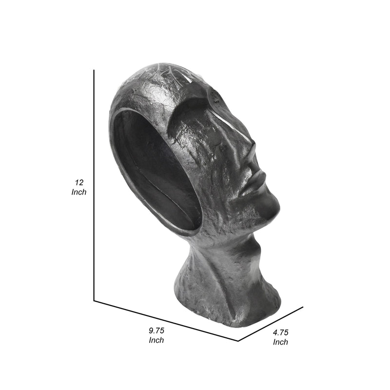 12 Inch Human Face Accent Decor Metal Life Like Appeal Gray-zoom-