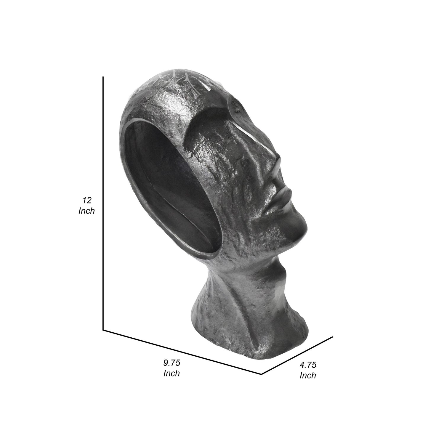 12 Inch Human Face Accent Decor Metal Life Like Appeal Gray