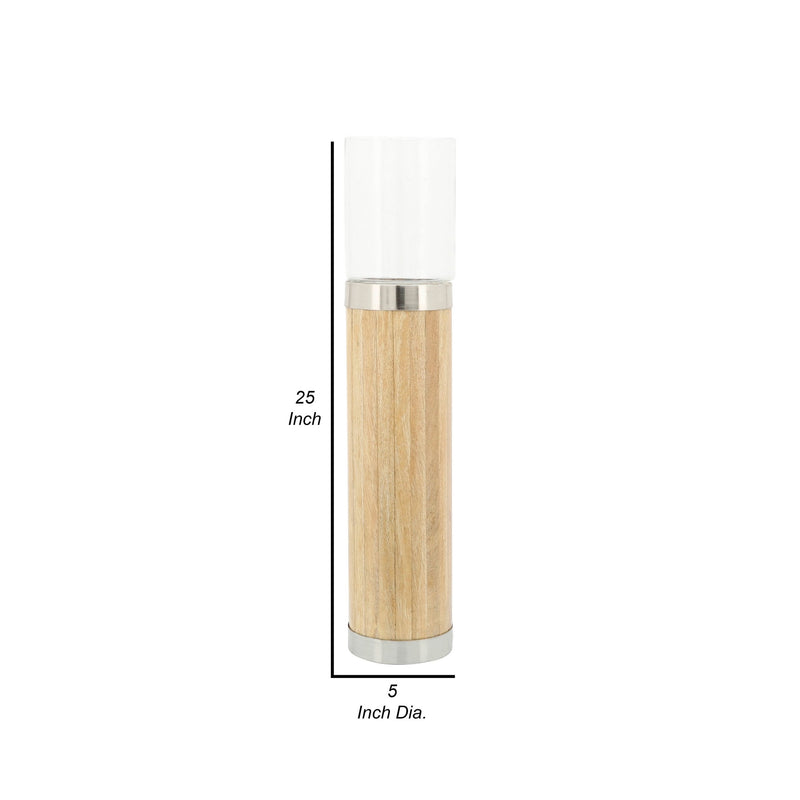 Gia 25 Inch Classic Candle Holder Cylindrical Glass Tumbler Natural-zoom-