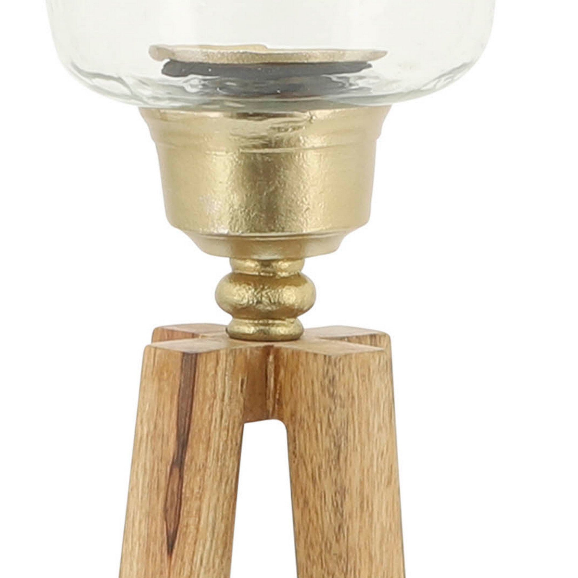 26 Inch Classic Candle Holder Angled Wood Base Matte Tumbler Natural-zoom-3