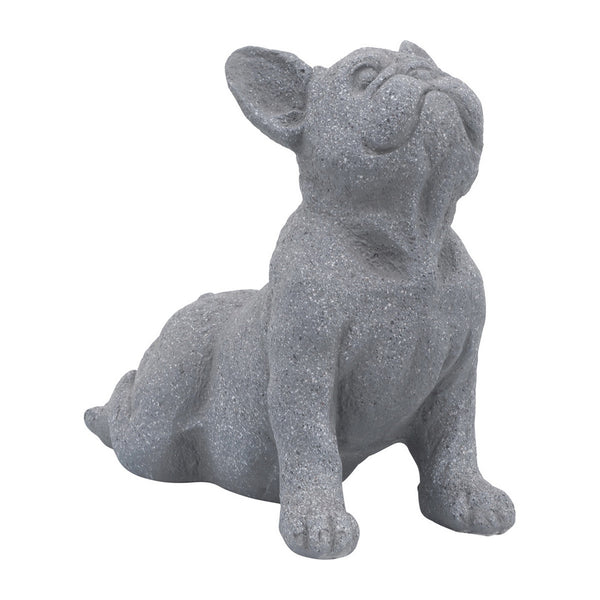 Liam 12 Inch Resin Accent Decor Happy Upward Facing Stretching Dog Gray