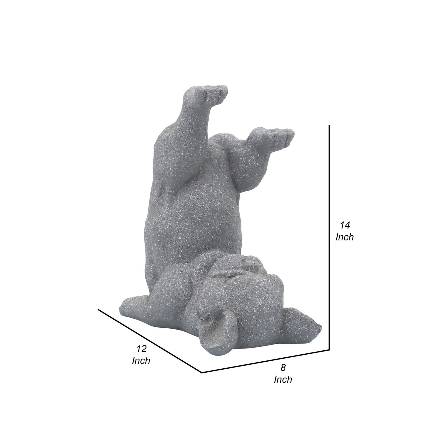 Liam 14 Inch Resin Accent Decor Funny Relaxed Yoga Posture Dog In Gray