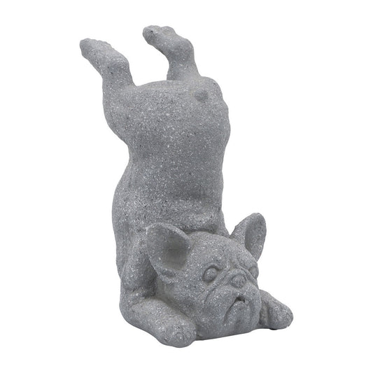 Liam 15 Inch Resin Accent Decor Funny Headstand Yoga Posture Dog Gray