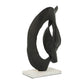 15 Inch Contemporary Metal Tabletop Decoration Marble Base Black White