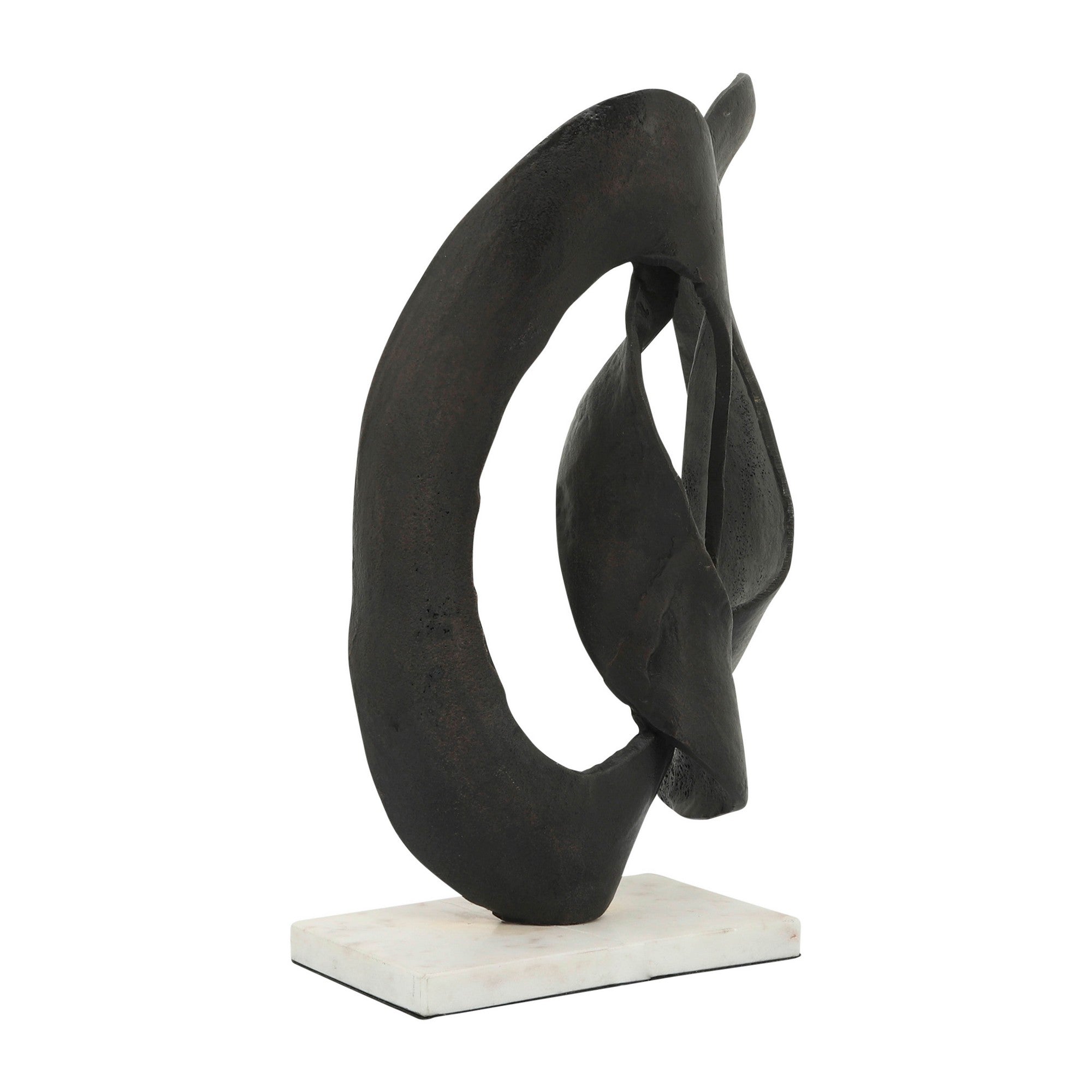 15 Inch Contemporary Metal Tabletop Decoration Marble Base Black White
