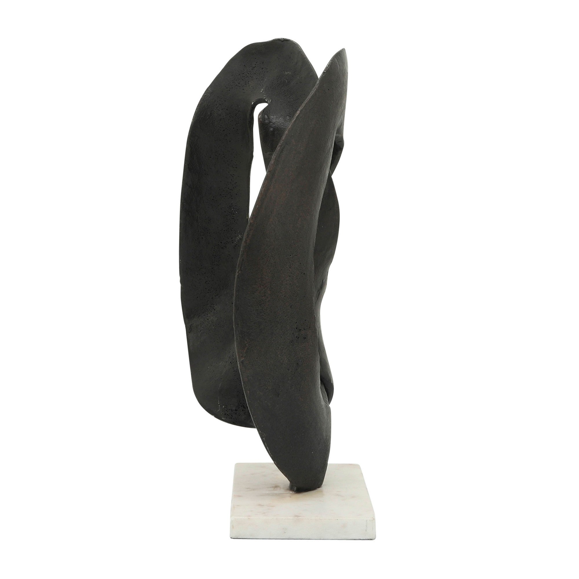 15 Inch Contemporary Metal Tabletop Decoration Marble Base Black White-zoom-3